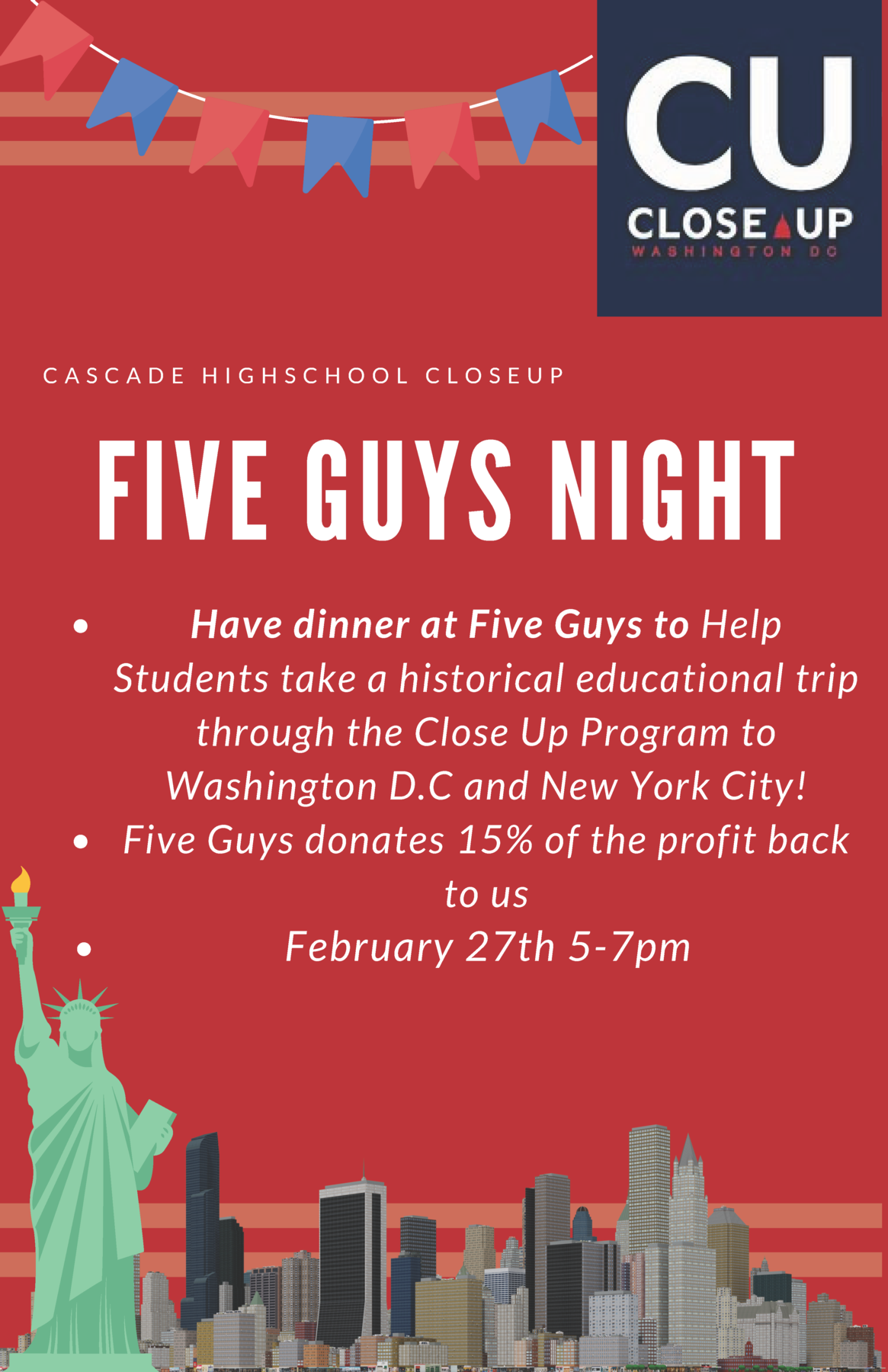 Five Guys Night - Close Up Fundraiser