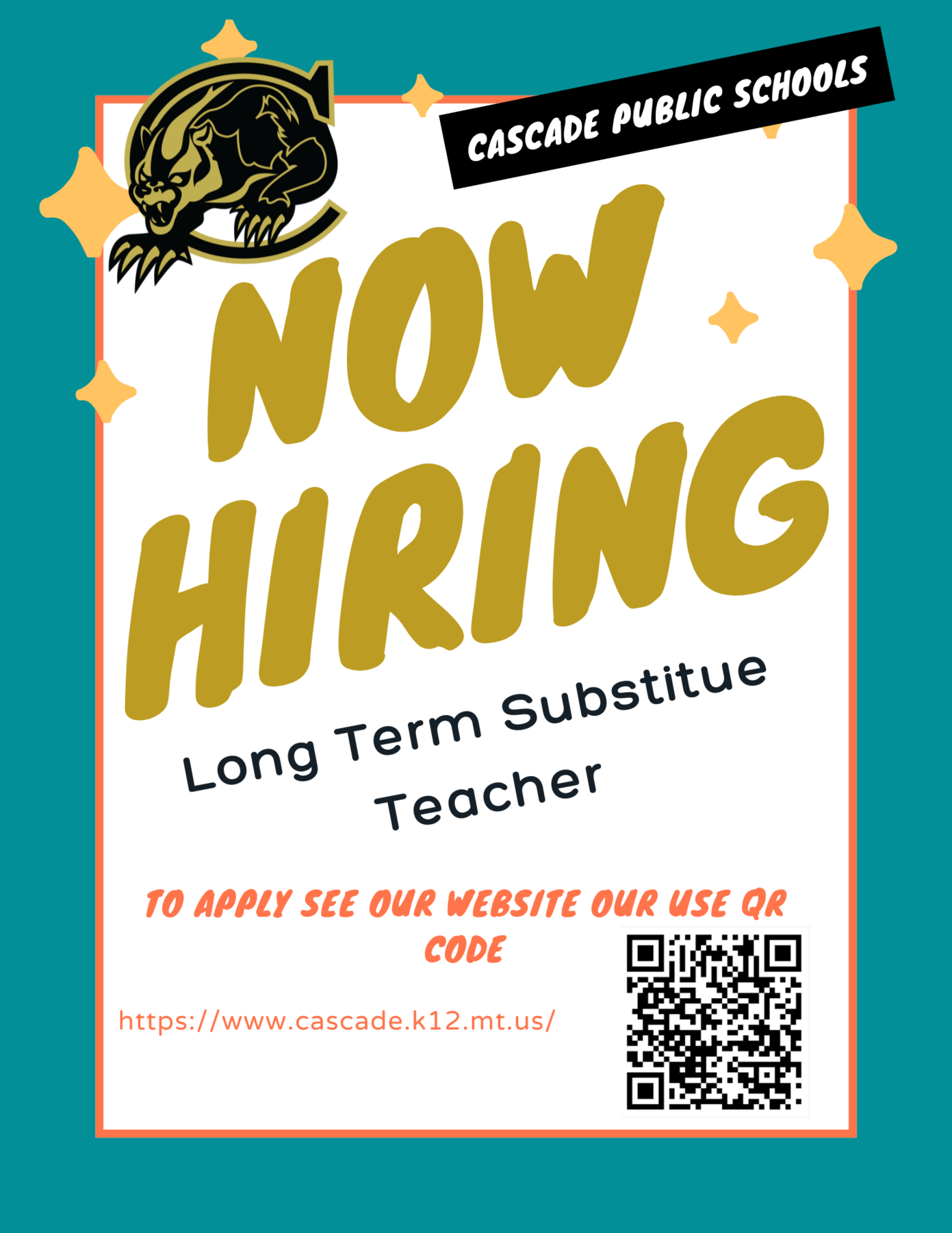 Now Hiring Long Term Substitute Teacher